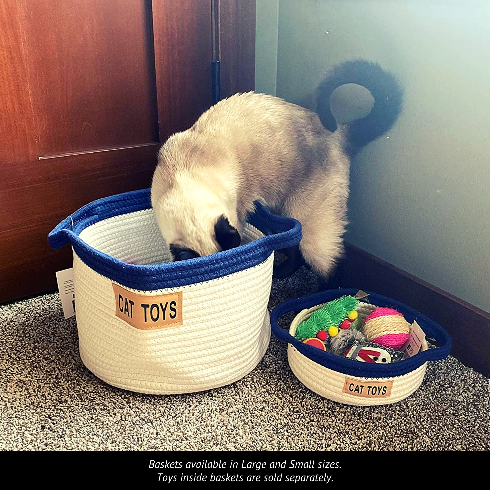 Midlee Cat Toy Rope Cotton Basket