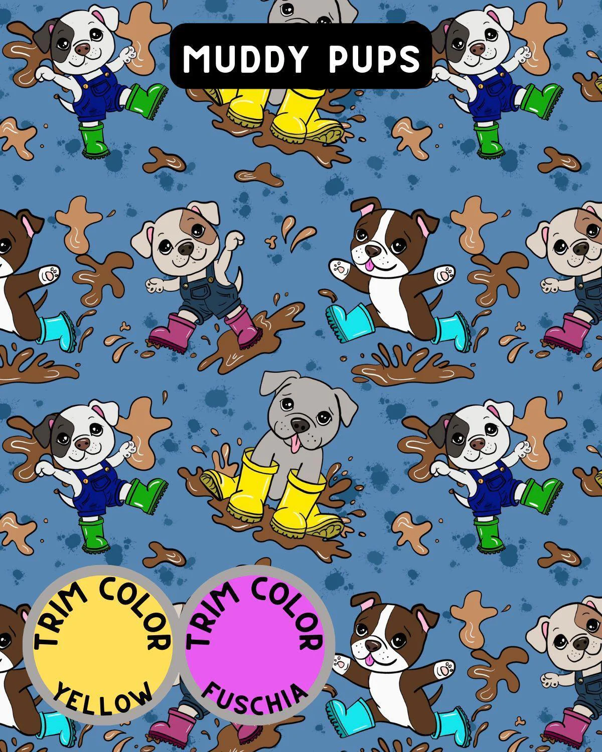 Muddy Pups - Dog Pajama with Yellow Neck & Trim/Sleeves