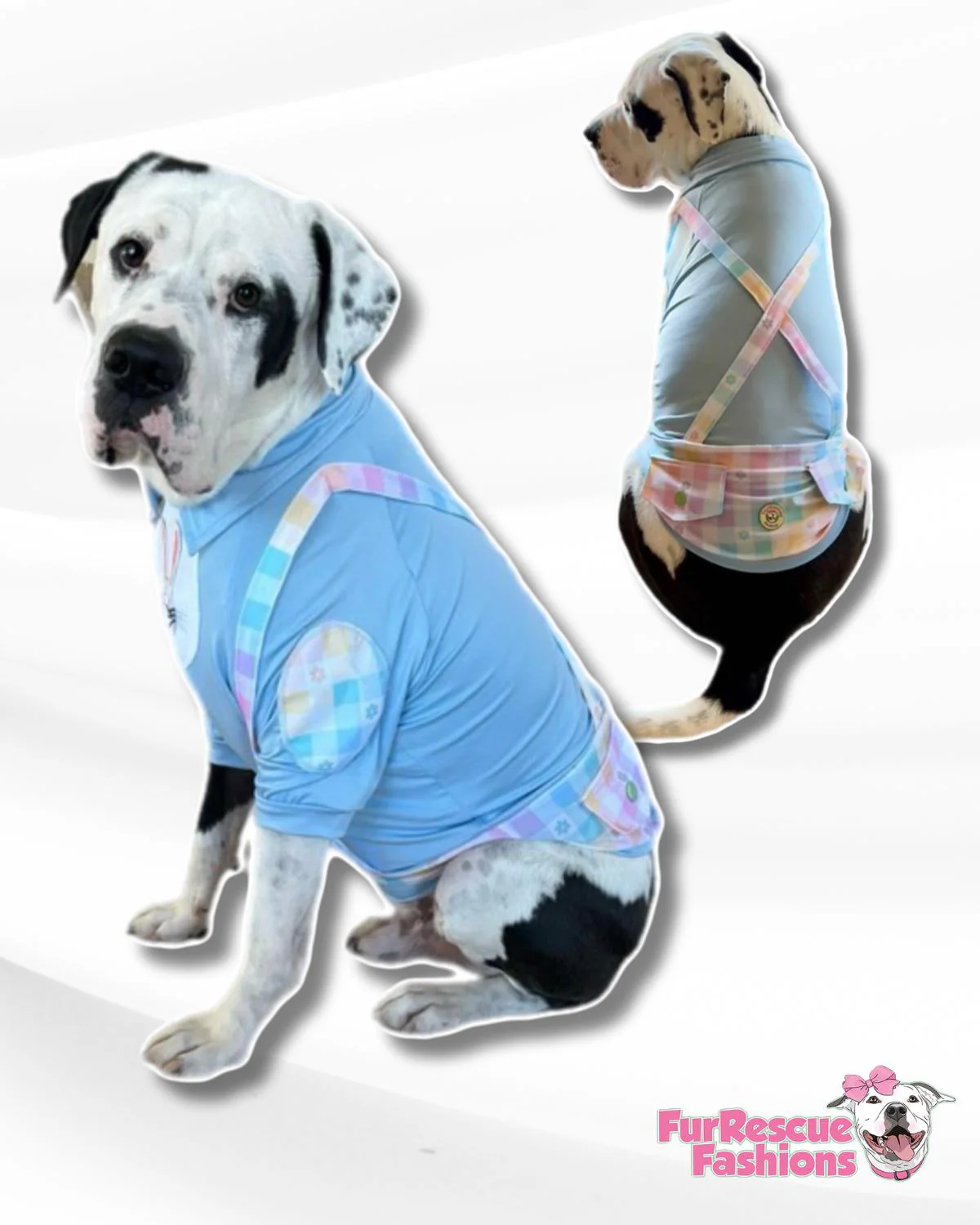 Easter Best Bunny Shirt With Sleeves, Suspenders & Removable Bow Tie.