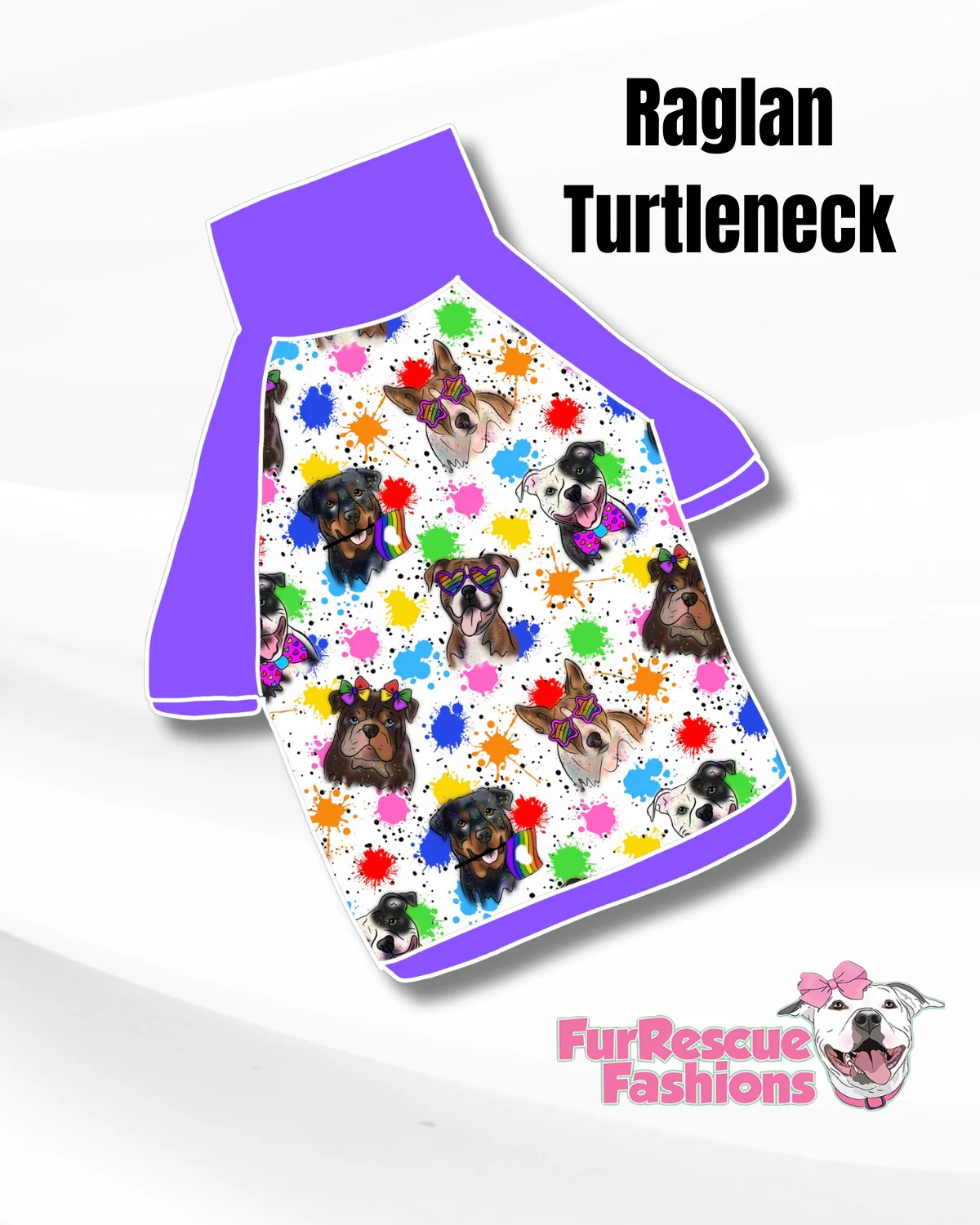 Doggie Pride Paint Splatter Dog Pajama with Purple Neck & Trim/Sleeves