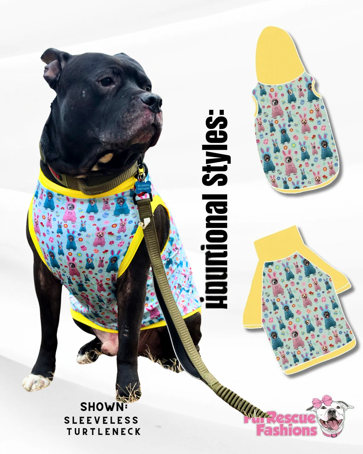 Bunny Dress Up - Dog Pajama with Yellow Neck & Trim/Sleeves