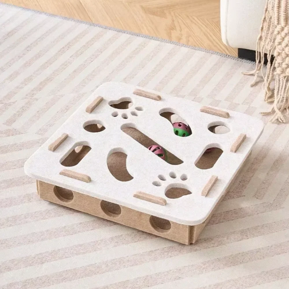 Cat Felt Teasing Box With Balls