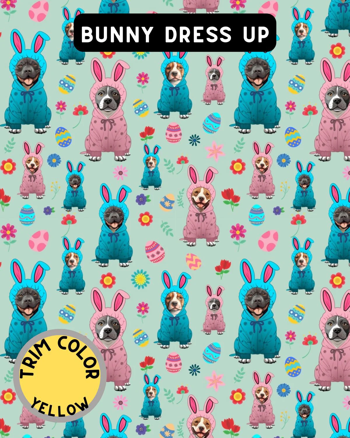 Bunny Dress Up - Dog Pajama with Yellow Neck & Trim/Sleeves