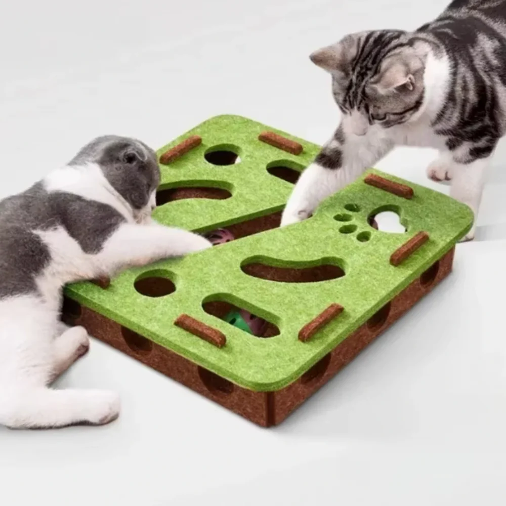 Cat Felt Teasing Box With Balls