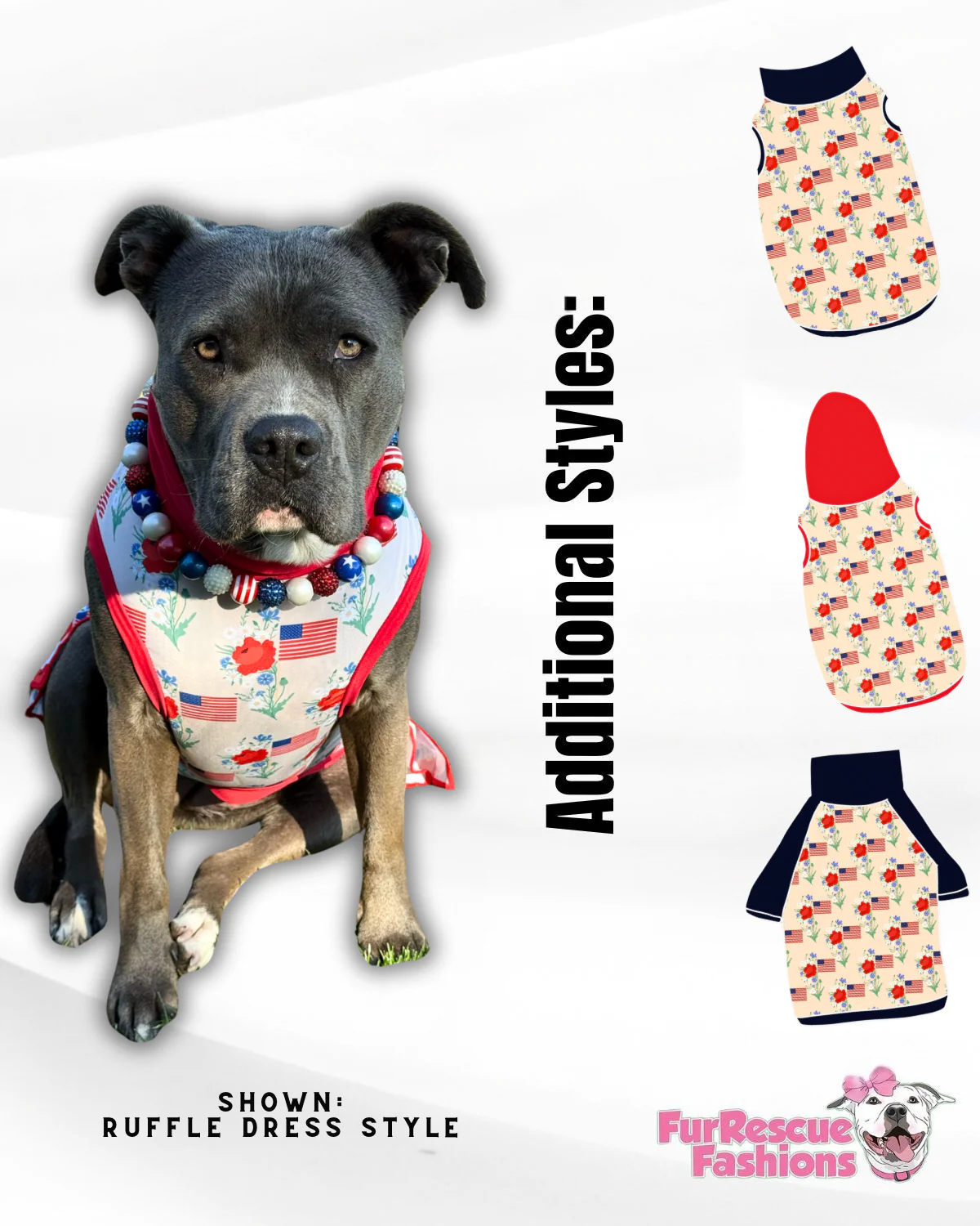 Memorial Garden - Dog Pajama with Red Neck & Trim/Sleeves
