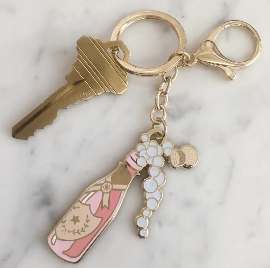 Rose Champagne Keychain