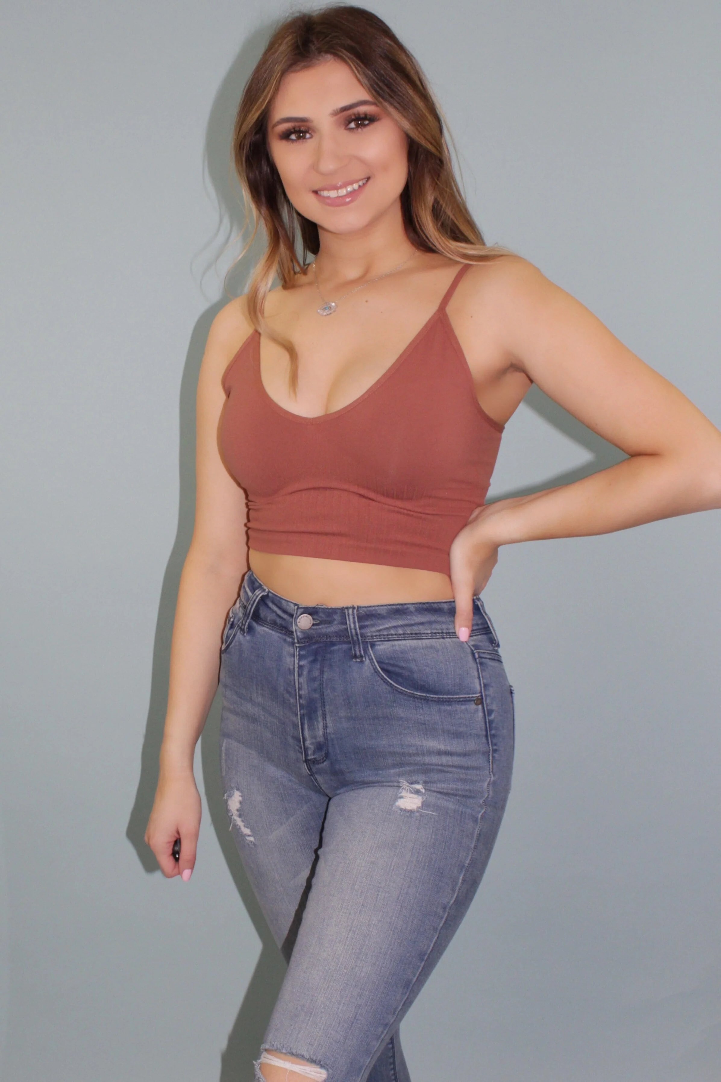 Seamless Ribbed Brami - Chestnut