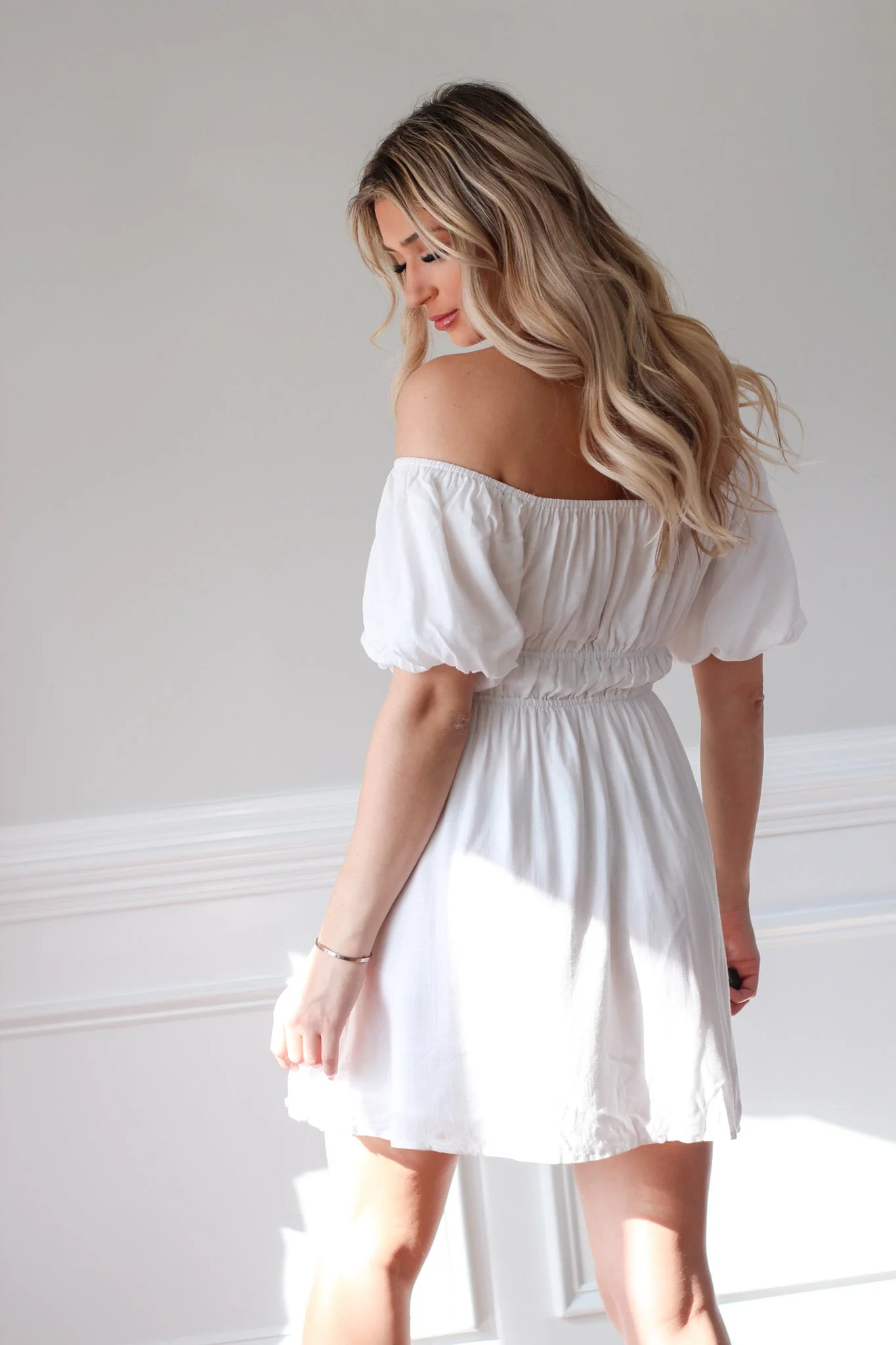 Bella Babydoll Mini Dress - White