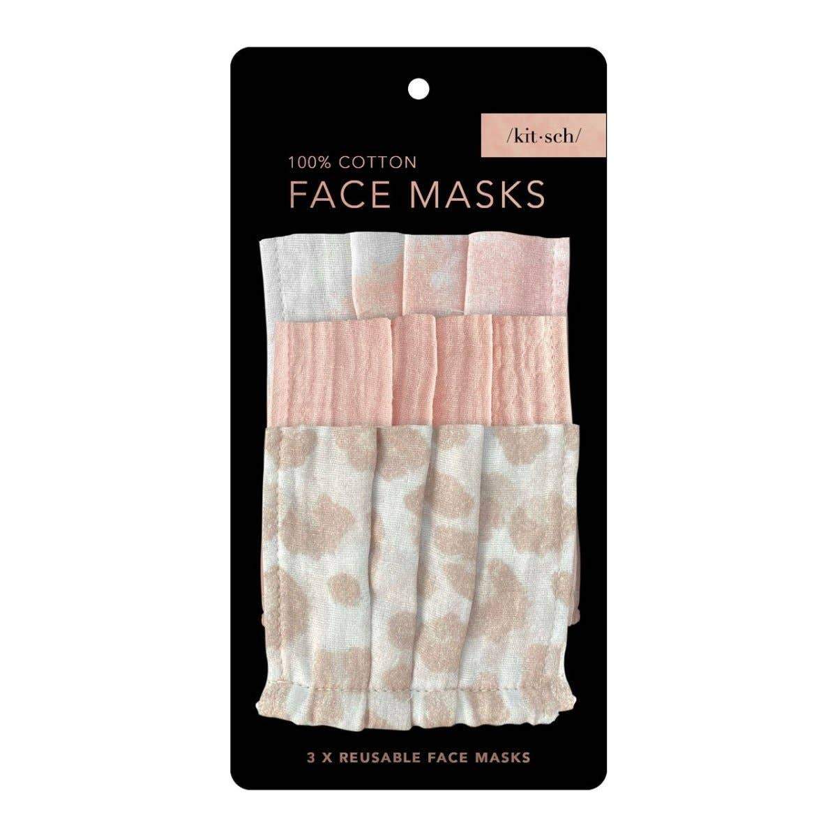 Kitsch Cotton Mask 3pc Set - Blush