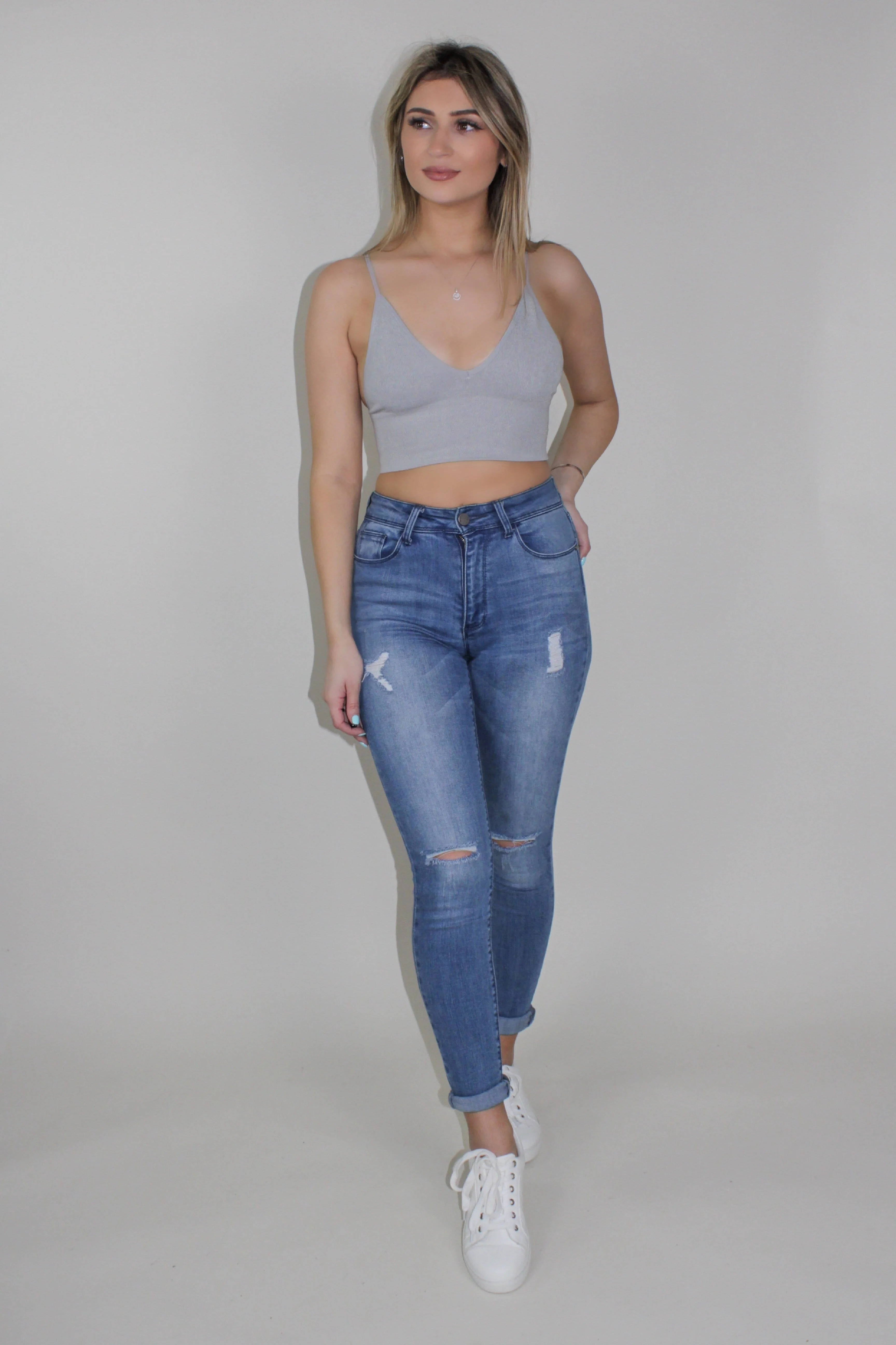 Ribbed Bralette- Seafoam