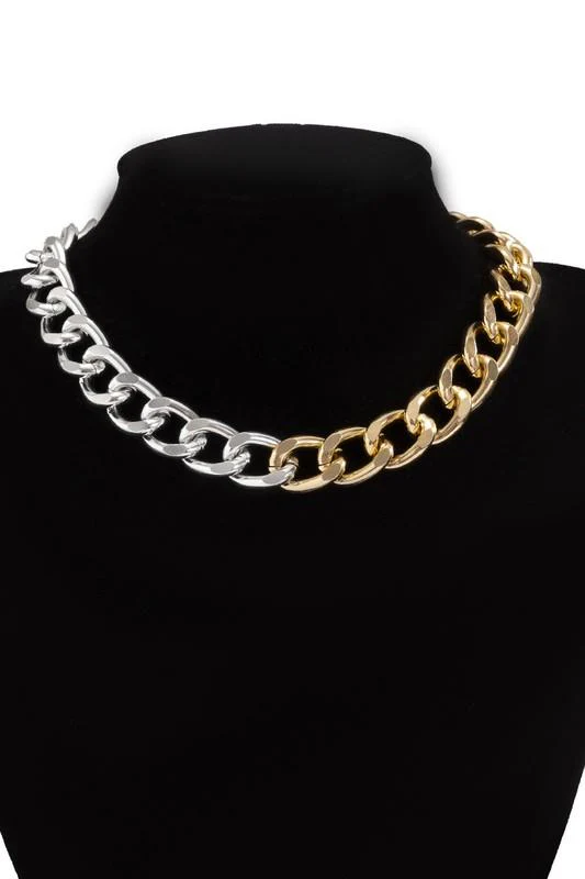 Gold & Silver Half Chain Necklace