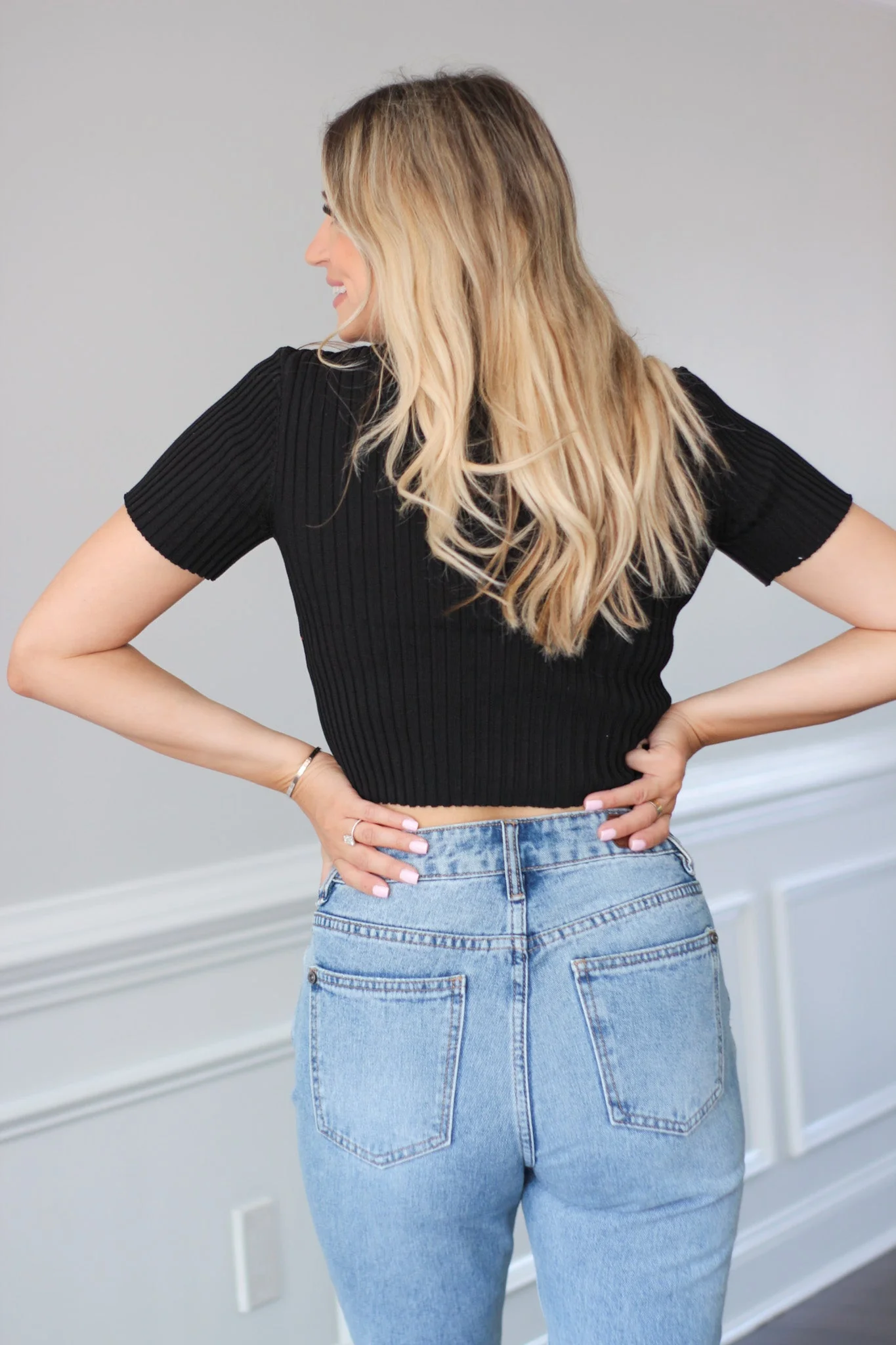 Plain Jane Button Up Top - Black