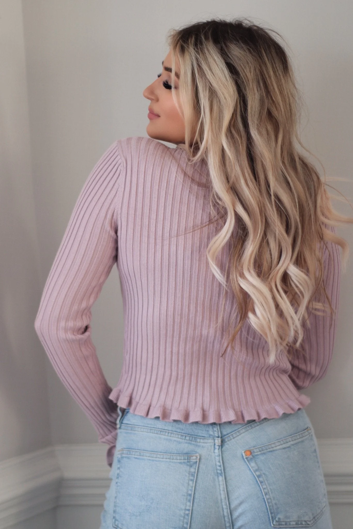 Jenny Longsleeve Ruffle Knit top
