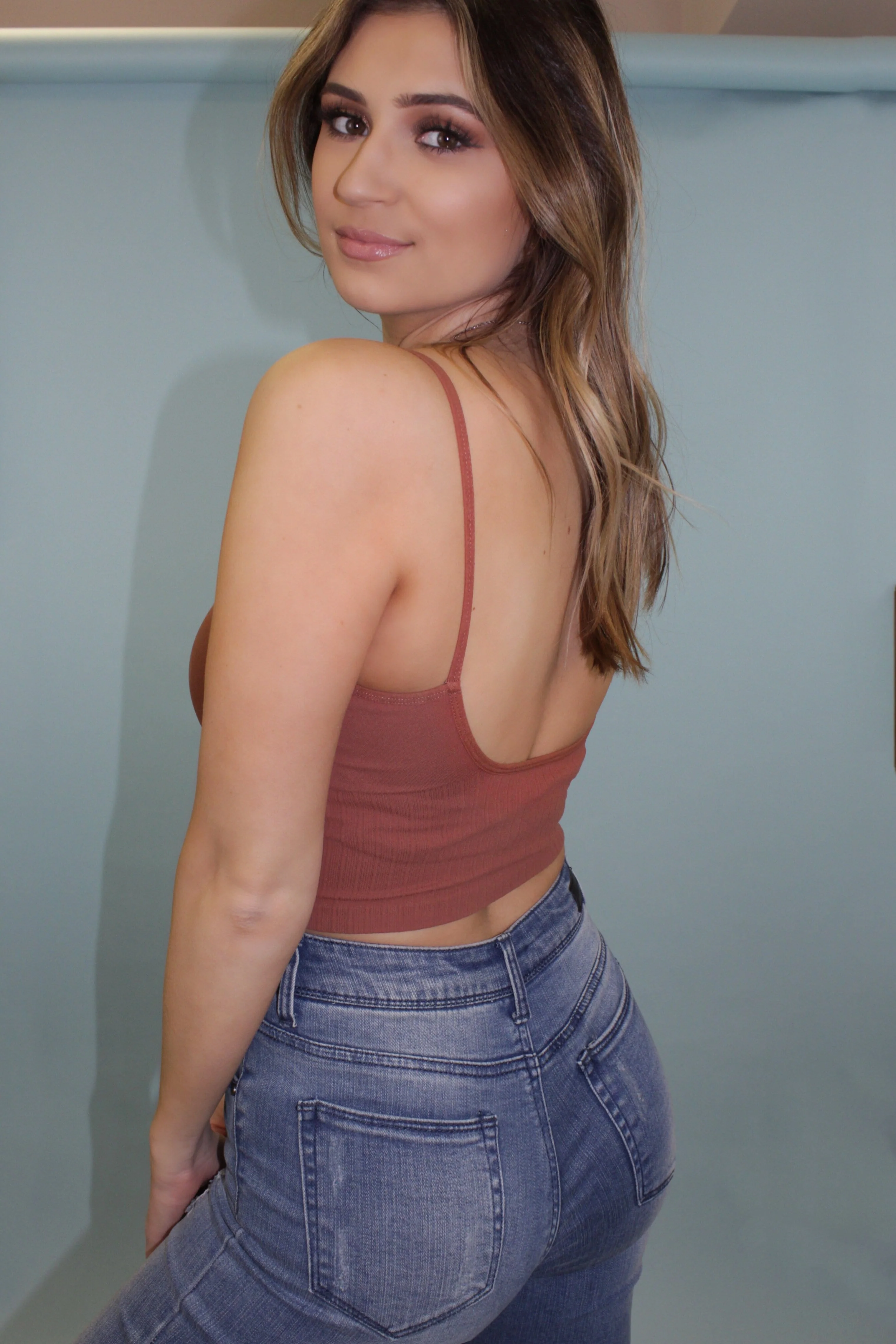 Seamless Ribbed Brami - Chestnut