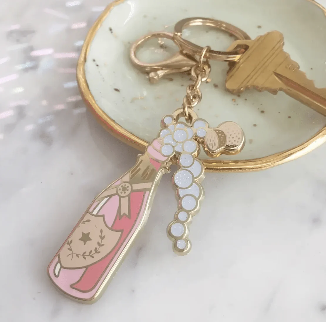 Rose Champagne Keychain