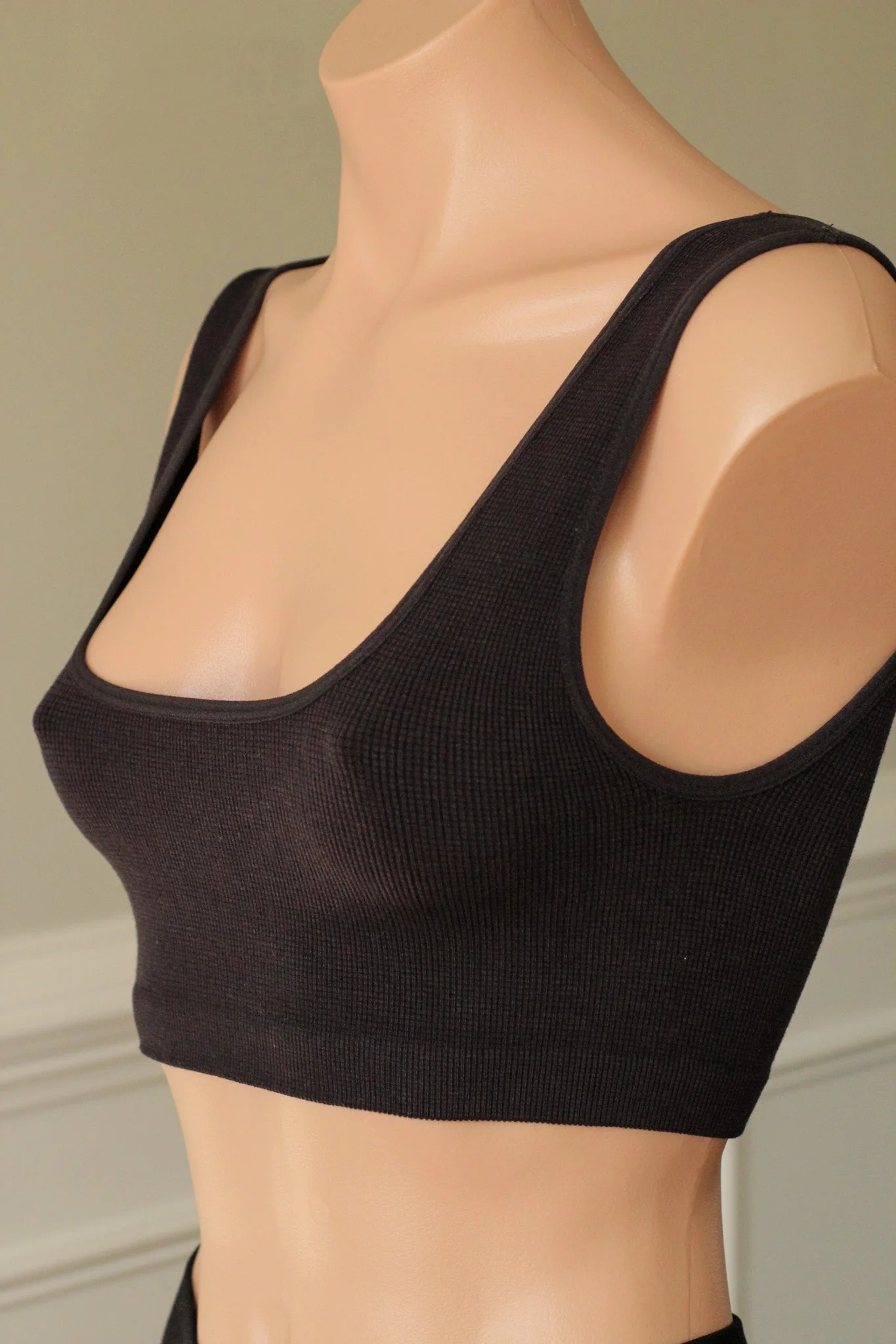 Square Neck Bralette - Black