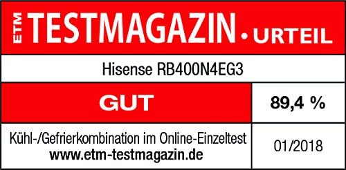 Hisense RB327N4ADD Fridge-Freezer Combination, EEK D, Total NoFrost, Interchangeable Door Hinge, Bottle Grid, 171 Litre Fridge Compartment, 85 Litre Freezer Compartment, Stainless Steel Look