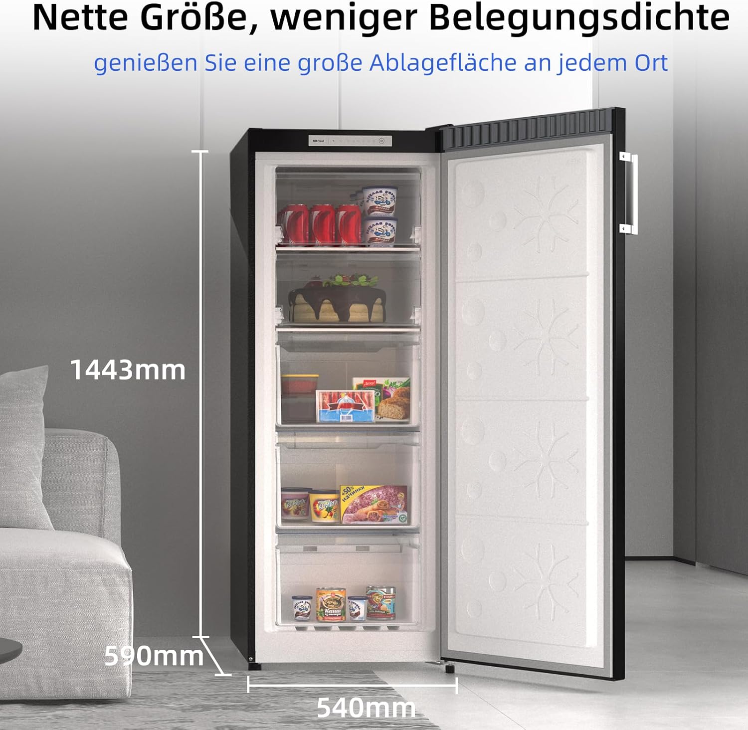 CHIQ Gefrierschrank FSD160D4E | Wechselbarer Türanschlag | Sehr Leise 41 DB (145L Manuelle Abtauung)| 12 Jahre Garantie auf den Kompressor*| 126 x 54 x 55 cm (HxBxT)