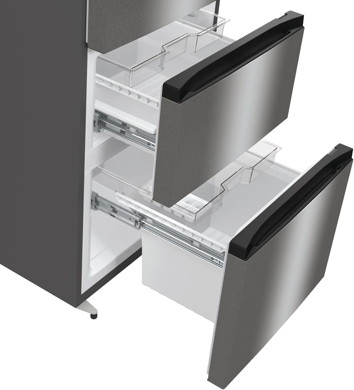 Hisense RB327N4AD2 Kühl-Gefrierkombination/ NoFrostPlus/ Multiflow 360°/ HolidayMode/ FreshZone/ 182,4 cm/ Kühlteil 171 l/ Gefrierteil 85 l/ 41 dB/ 287 kWh/ Jahr/ Edelstahl-Look