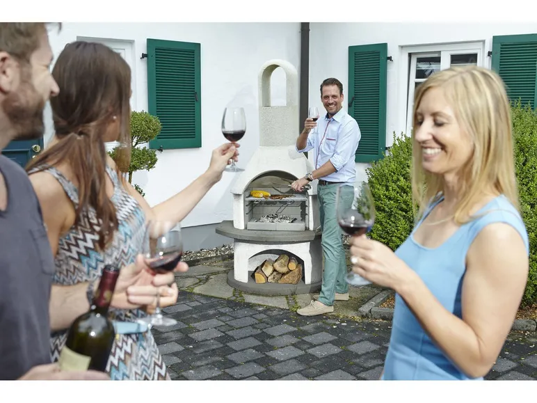 buschbeck Grillkamin »Alicante«, Garten, 3-fach verstellbare Grillhöhe, Quarzstruktur