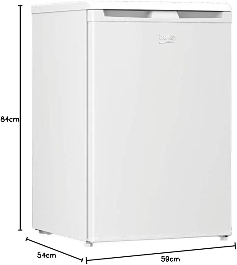 Beko TSE1424N b100 Tischkühlschrank, 128 l Gesamtrauminhalt, wechselbarer Türanschlag, gute Beleuchtung im Gerät, 37 dB, robuste Glasablagen, Weiß