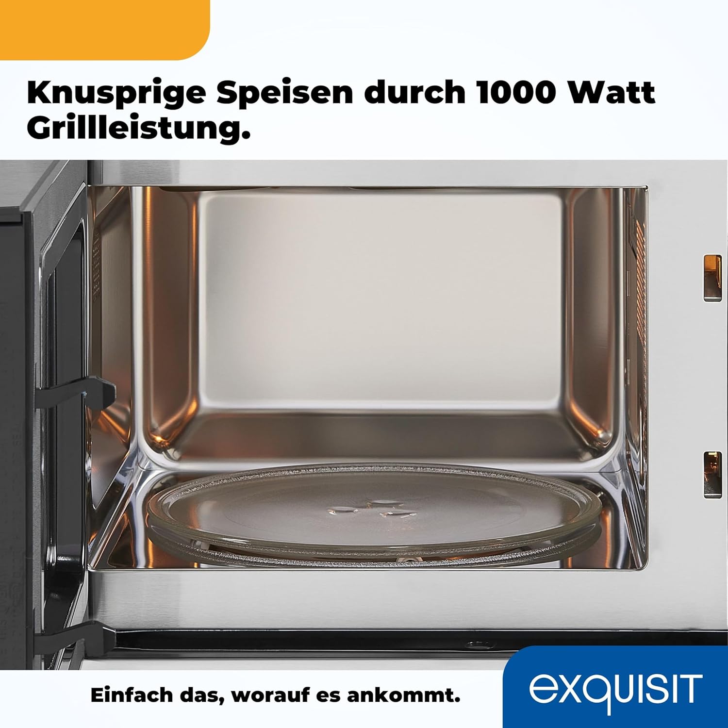 Exquisit EMW 20.1G Einbau-Mikrowelle | 20 L Garraum | 800 W | Inoxlook | 1000 W Grilleistung | 5 Leistungsstufen | Timer | Drehteller: 24,5cm Ø | 8 Autokochprogramme | Innenbeleuchtung