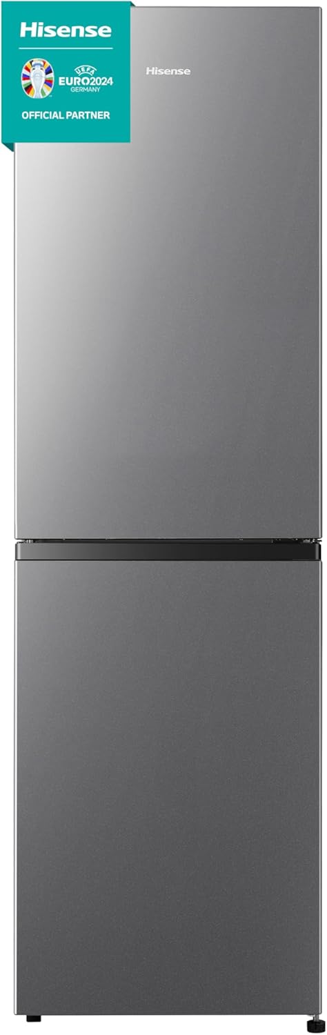 Hisense RB327N4ADD Fridge-Freezer Combination, EEK D, Total NoFrost, Interchangeable Door Hinge, Bottle Grid, 171 Litre Fridge Compartment, 85 Litre Freezer Compartment, Stainless Steel Look