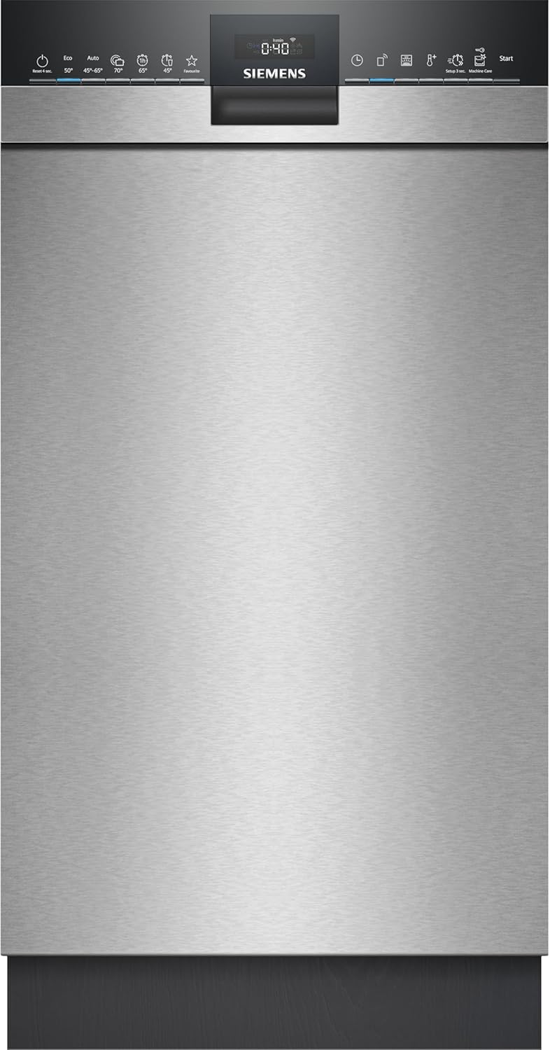 Siemens SR65YX08ME, iQ500 Smarter Geschirrspüler Vollintegriert, 45 cm breit, Besteckschublade, Zeolith, extra leise, aquaStop, automatische Türöffnung nach Programmende, varioSpeed, Innenbeleuchtung
