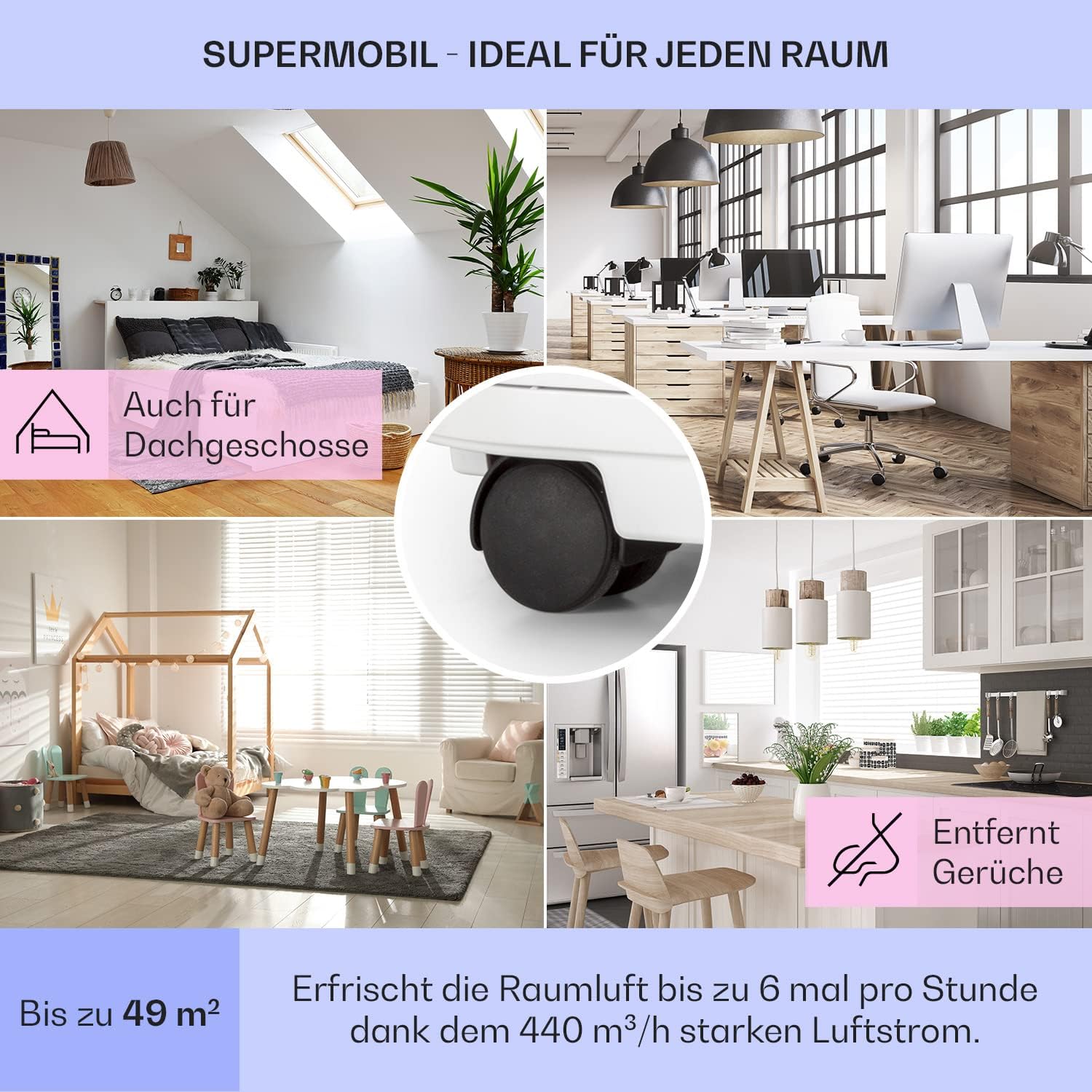 Klarstein Mobile Klimaanlage mit Abluftschlauch, 5-in-1 Klimagerät, Ventilator, Luftentfeuchter, Luftreiniger & Nachtmodus, App-Steuerung, Kleine & Portable für Wohnung & Büro, 12000 BTU