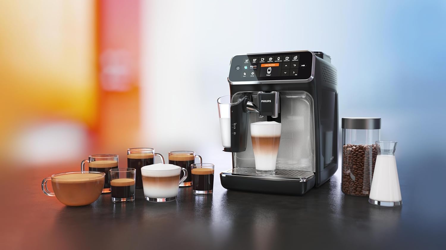 Philips Serie 5400 Kaffeevollautomat – LatteGo Milchsystem, 12 Kaffeespezialitten, Intuitives Display, 4 Benutzerprofile, Chrom (EP5447/90)