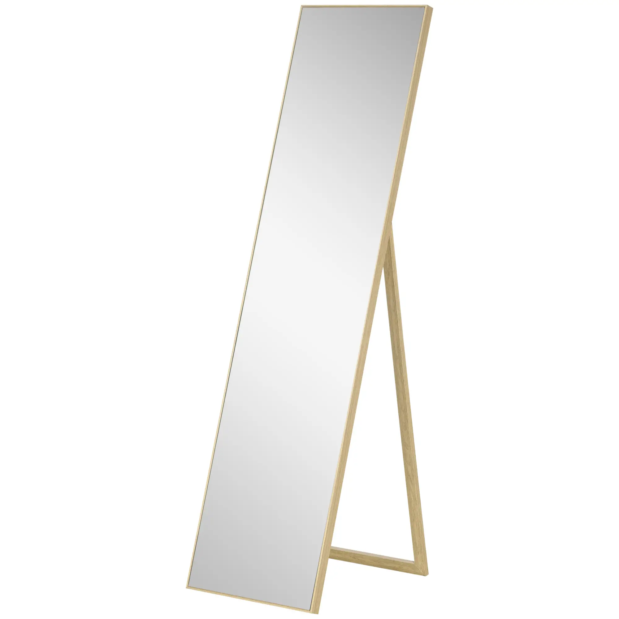 HOMCOM Standspiegel Ganzkörperspiegel bruchsicher Holzmaserung