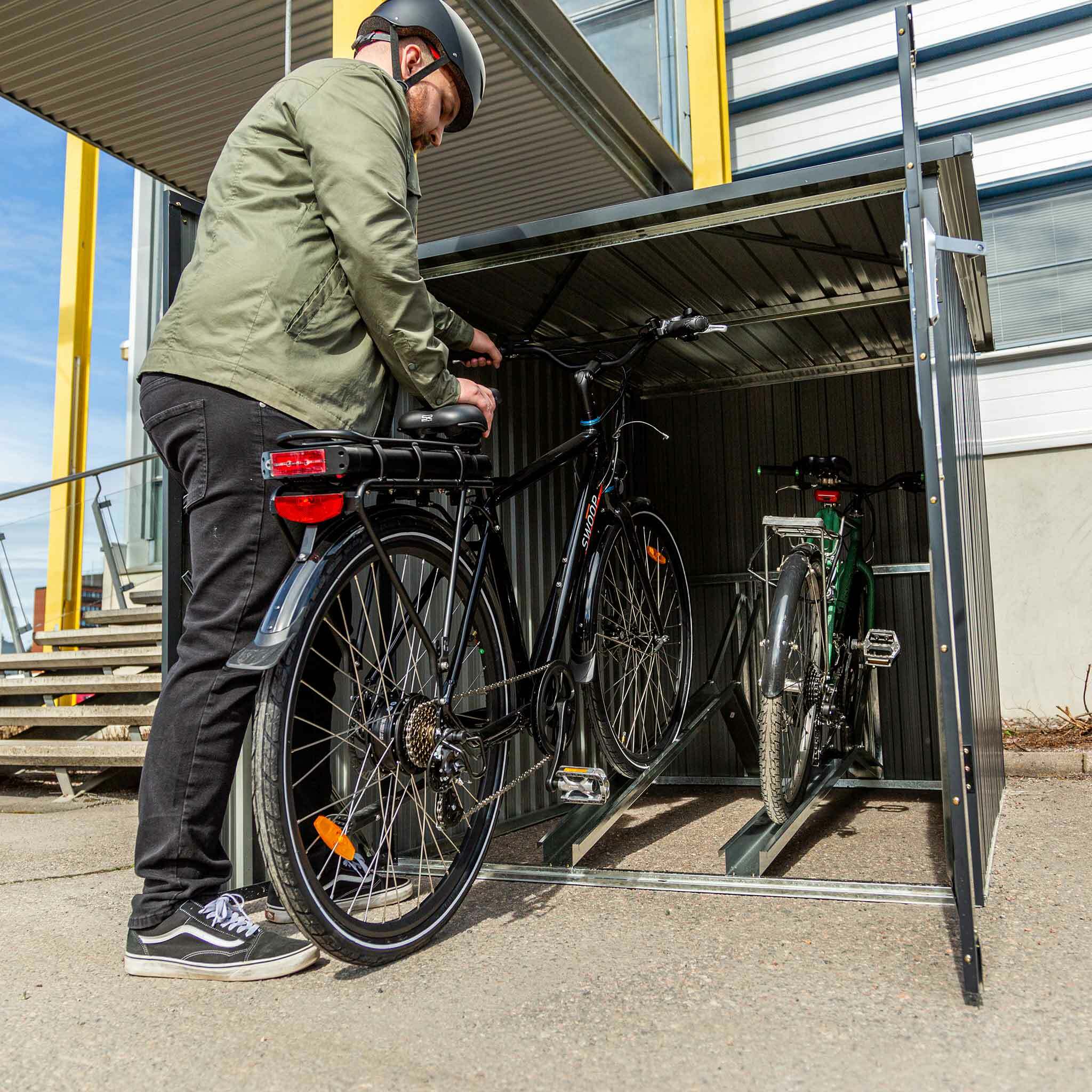 Fornorth Fahrradgarage für zwei Fahrrder 142x198x157cm, Dunkelgrau