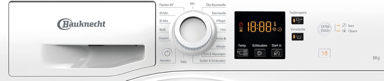 Bauknecht WM BB 814 A Waschmaschine Frontlader / 8kg / EEK A/Kurz 30 / Kurz 45 / Kraftvolle Fleckenentfernung/Anti-Allergie-Programm/Wolleprogramm/Schwarz/Langlebiger Inverter-Motor