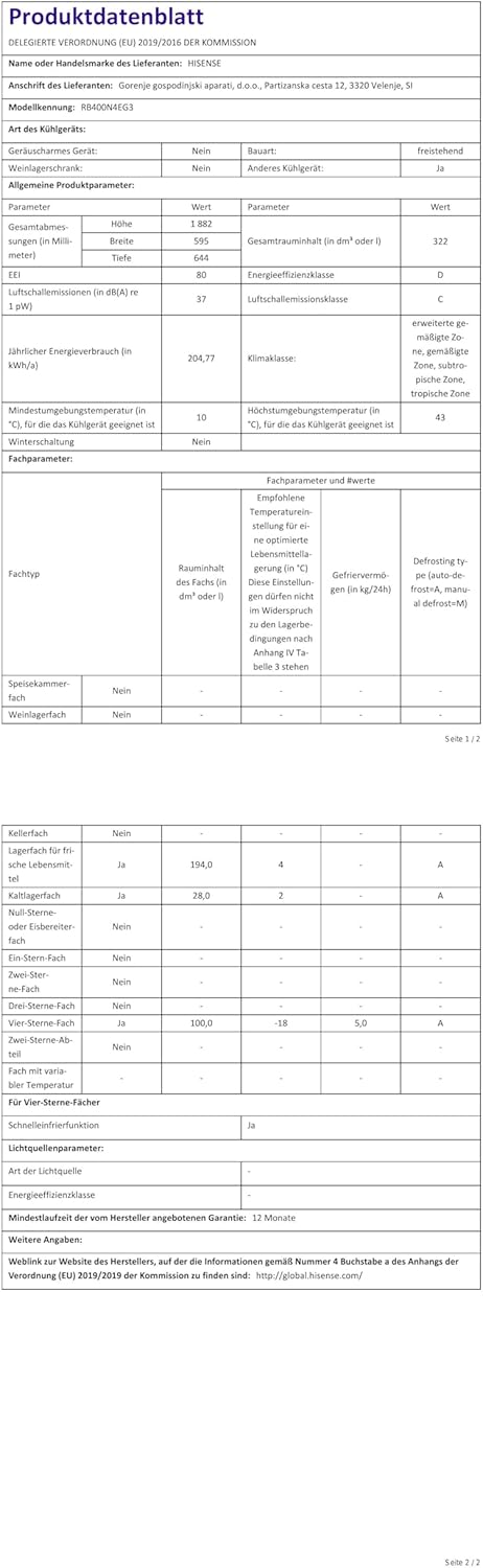 Hisense RB327N4ADD Fridge-Freezer Combination, EEK D, Total NoFrost, Interchangeable Door Hinge, Bottle Grid, 171 Litre Fridge Compartment, 85 Litre Freezer Compartment, Stainless Steel Look