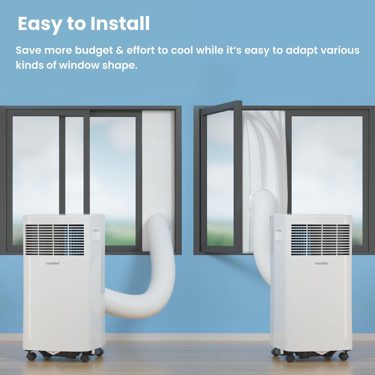 Comfee Mobiles Klimagert Easy Cool 2.0, 7000 BTU 2,0kW, Kühlen&Ventilieren&Entfeuchten, Raumgre bis 68m(25㎡), APP-Steuerung/Alexa/Google Home/IFTTT, Mobile Klimaanlage mit Abluftschlauch