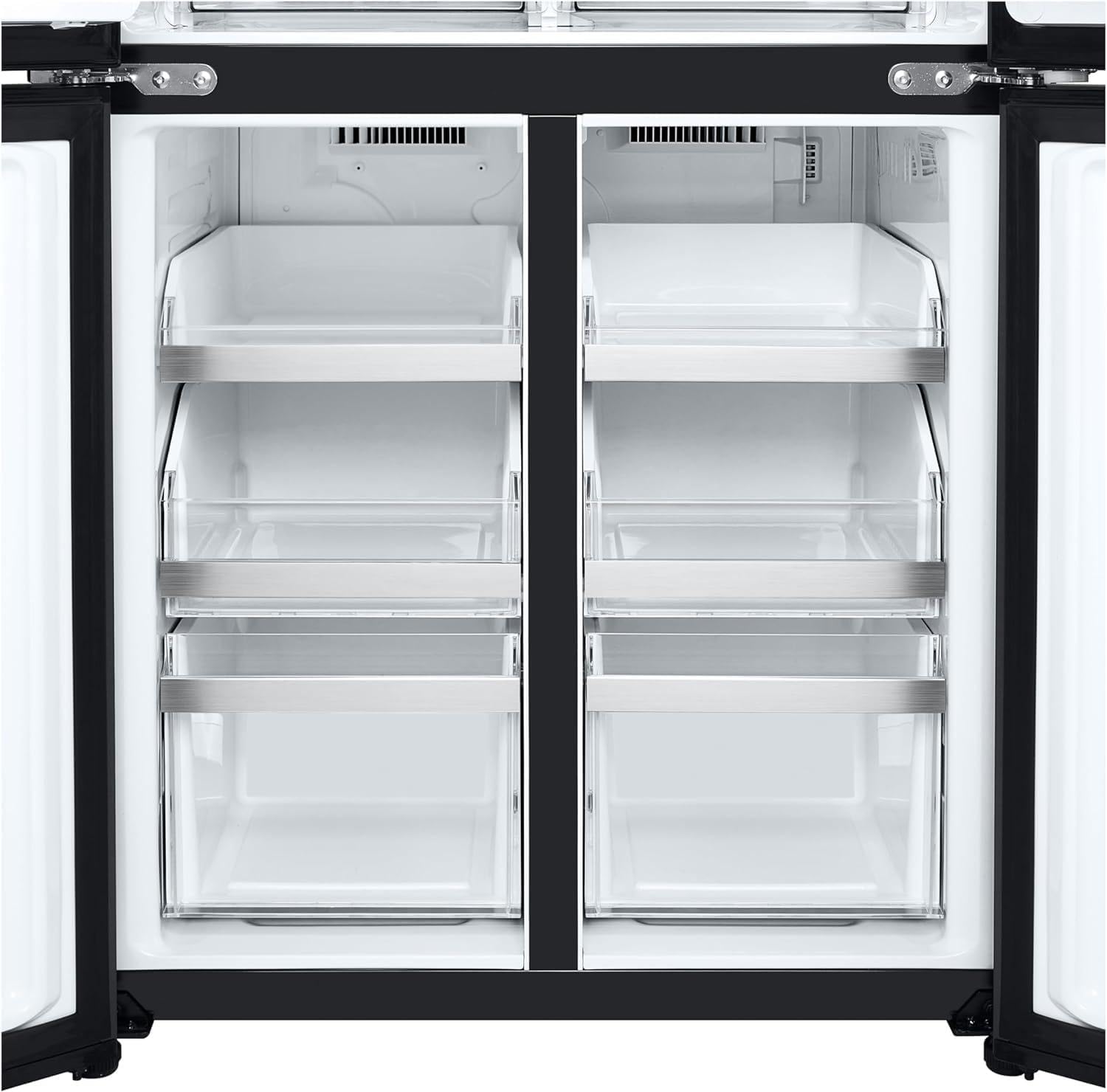 LG GMG861EPAE InstaView SLIM Multi-Door, Klasse E, 508 L, Kühlschrank mit Gefrierfach, Eis-, Crushed Ice- Wasserspender mit UVnano, Total NoFrost, Smart Inverter Kompressor, Wi-Fi, Farbe Matte Black