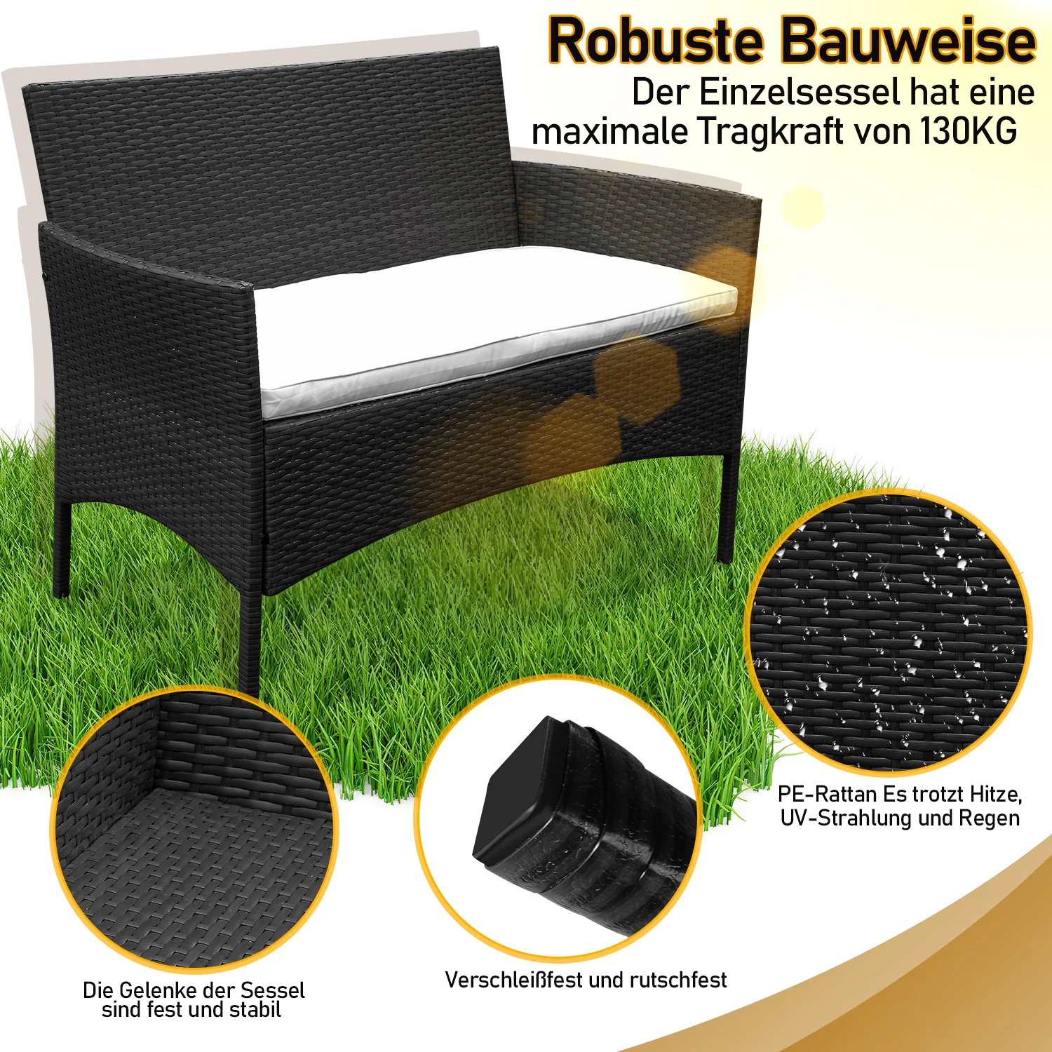 Sonnewelt Polyrattan Sitzgruppe Gartenmbel Set