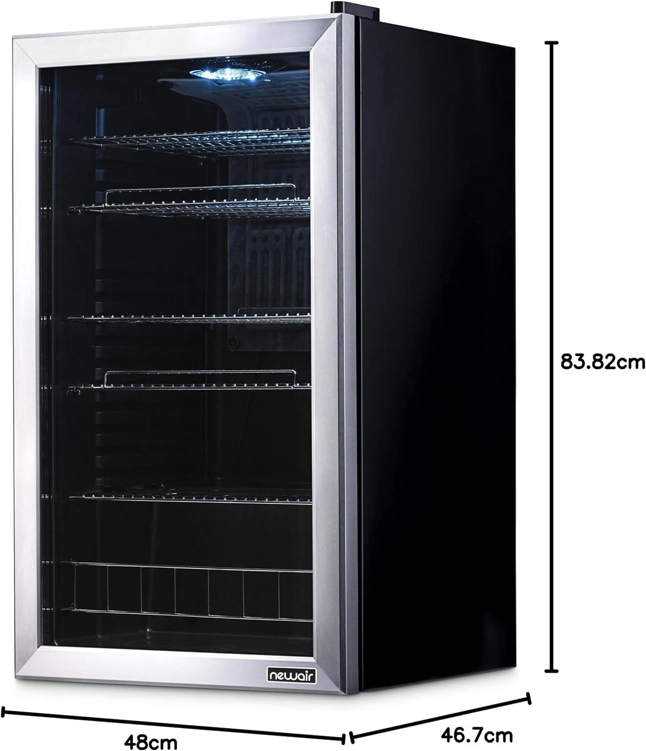 Getränkekühlschrank | Freistehender Kühlschrank für 126 Dosen mit Glastür mit Scharnier rechts | Mini-Getränkekühlschrank, perfekt für Bier, Wein, Limonade und kühlere Getränke