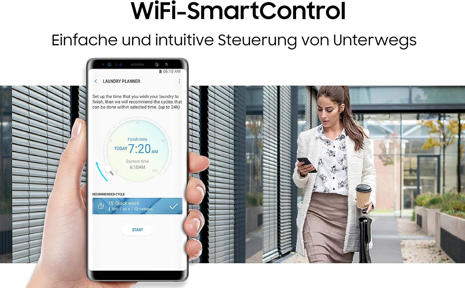 Samsung WW8NK52K0VW/EG Waschmaschine, 8 kg, 1200 U/min, SLIM Platzsparer, Ecobubble, AddWash, Hygiene-Dampfprogramm, Weiß