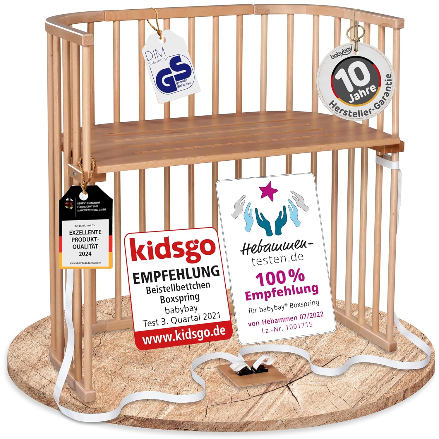 babybay Original Beistellbett aus massivem Buchenholz / kompakt & verwandelbar / Kinderbett Höhe stufenlos verstellbar & umweltfreundlich / mitwachsendes Babybett (weiß lackiert) / inkl. Matratze