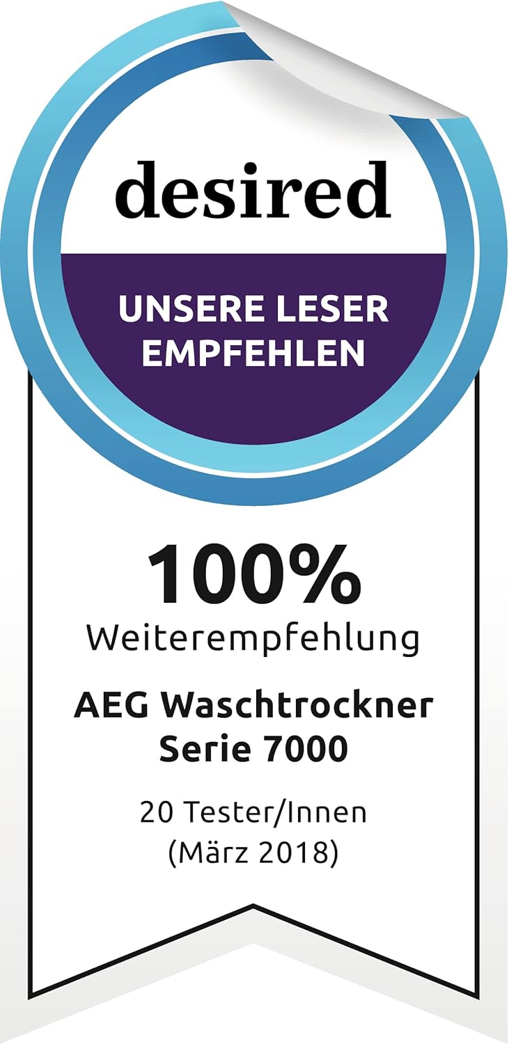 AEG L7WBA60680 Waschtrockner / DualSense - schonende Pflege / 8 kg Waschen / 5 kg Trocknen / D / energiesparend / Mengenautomatik / Nachlegefunktion / ProSteam - Auffrischfunktion / 1600 U/min Weiß