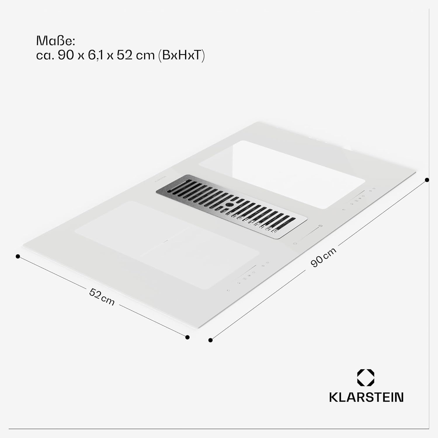 Klarstein 2-in-1 Induktionskochfeld mit Dunstabzug, Induktionskochfeld mit Abluft & Ventilator, 4-Zonen-Kochfeld, Glaskeramik-Einbauherd, Kochfeld mit Dunstabzug, Energieklasse A, 654m³/h Luftstrom