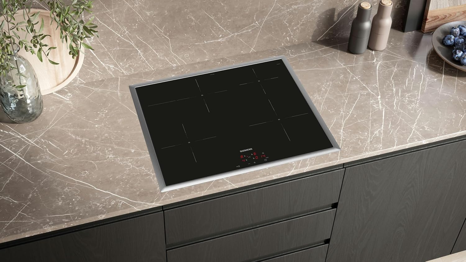Siemens EQ522IA01, Einbauherd-Set, Bestehend aus HE517GBS4 Herd, 60 x 60 cm, 3D Heißluft, Selbstreinigung, Clip Auszug & EI645CFB6E Induktionskochfeld, Bräterzone, powerBoost, Edelstahl Rahmen