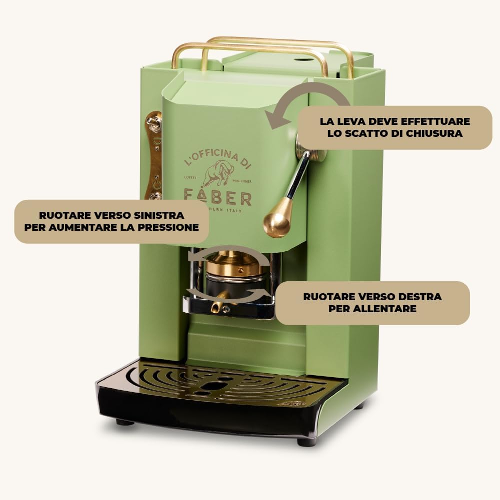 Faber PRO Total Deluxe Kaffeemaschine aus Messing, 44 mm Ese Papier, 1.3 liters, (Weiß)