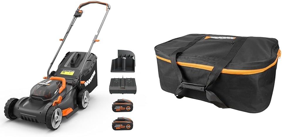 WORX WG743E Akku-Rasenmäher 40V – Profi Rasenmäher mit Mulchfunktion & PowerShare Akku – Rasenmähen ohne Kabel – Ideal für Gärten bis zu 500m²