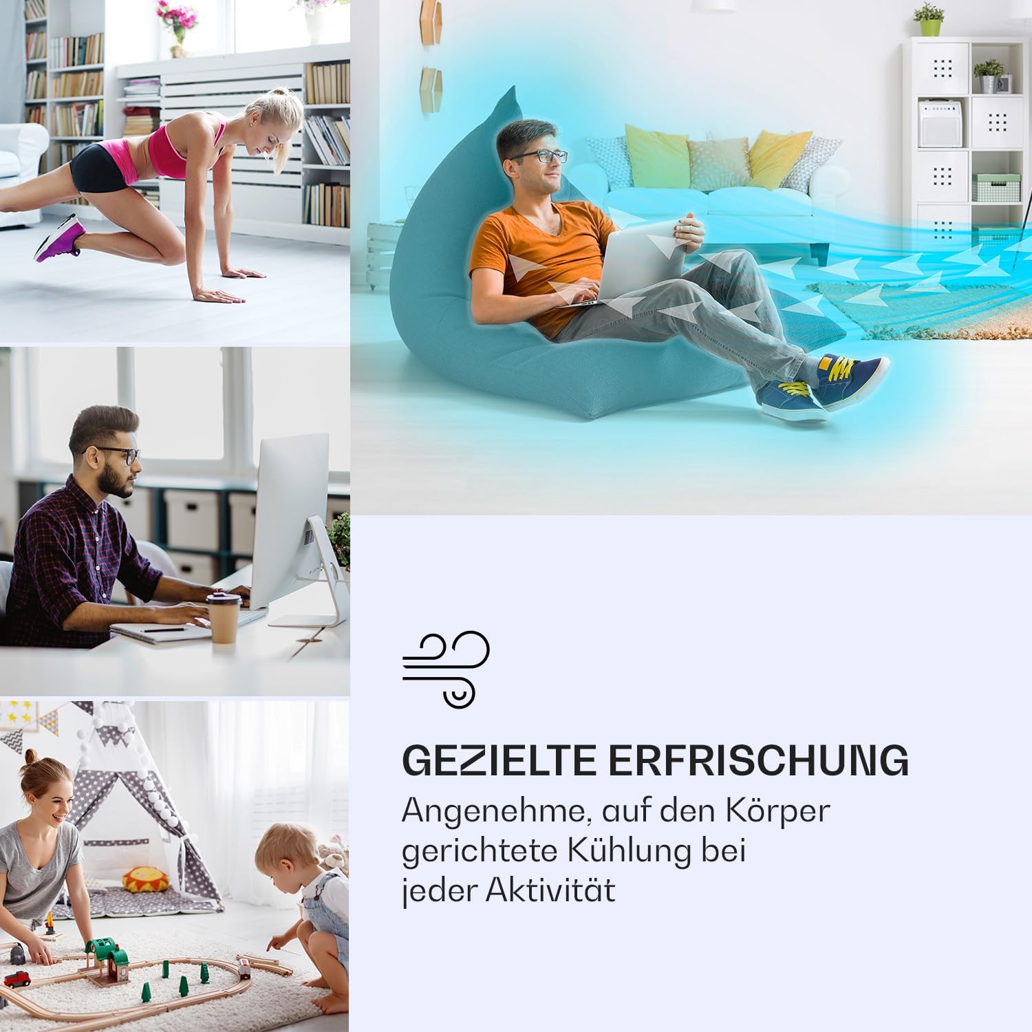 Klarstein Luftkühler mit Wasserkühlung, Leiser 4-in-1 Verdunstungskühler, Luftbefeuchter, Ventilator & Nachtmodus, Mobile Klimageräte Luftkühler 7L, 65W Air Cooler, 330m³/h Kühlender Luftstrom