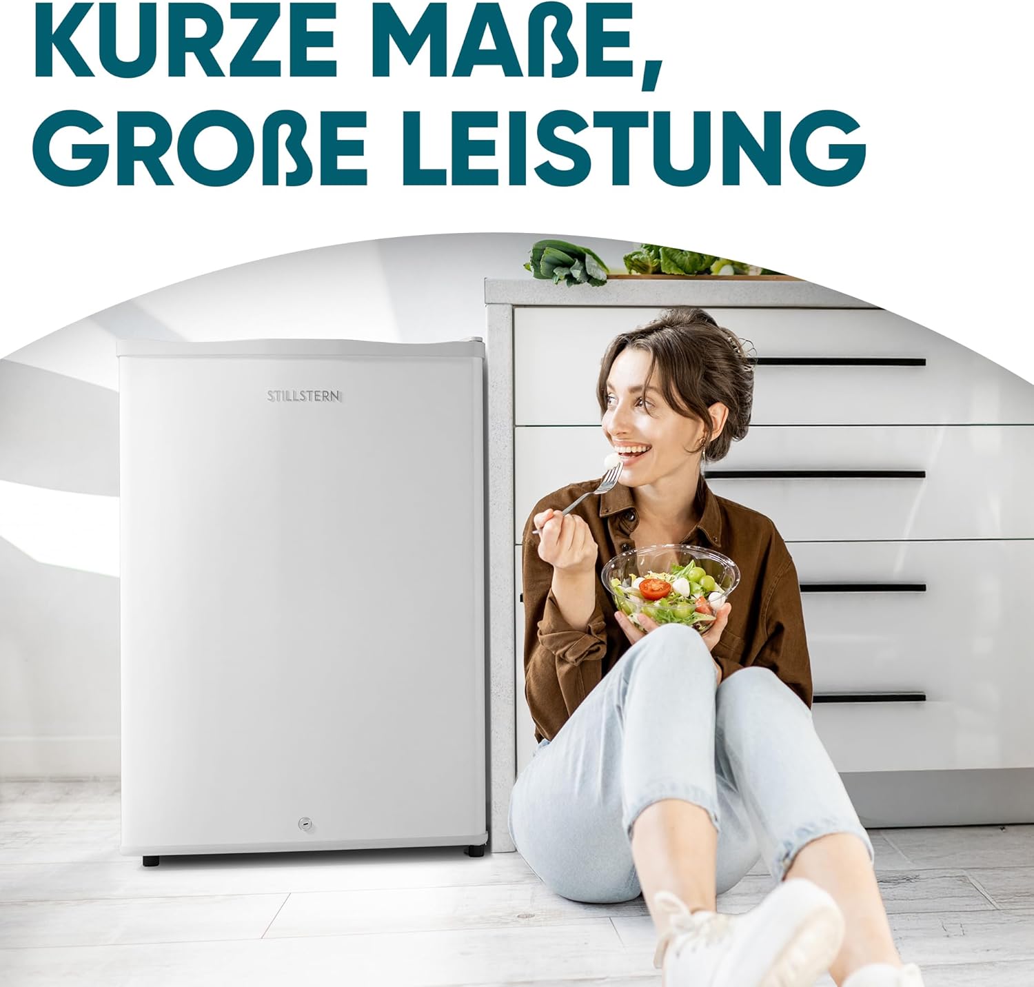 Stillstern Mini Gefrierschrank (42L) -18°C, Eiswürfelschale, Schloss, Türanschlag wechselbar, 4-Sterne Tiefkühlschrank für Camping/Büro Gefriertruhe Klein Gefrierschrank Klein Tiefkühltruhe