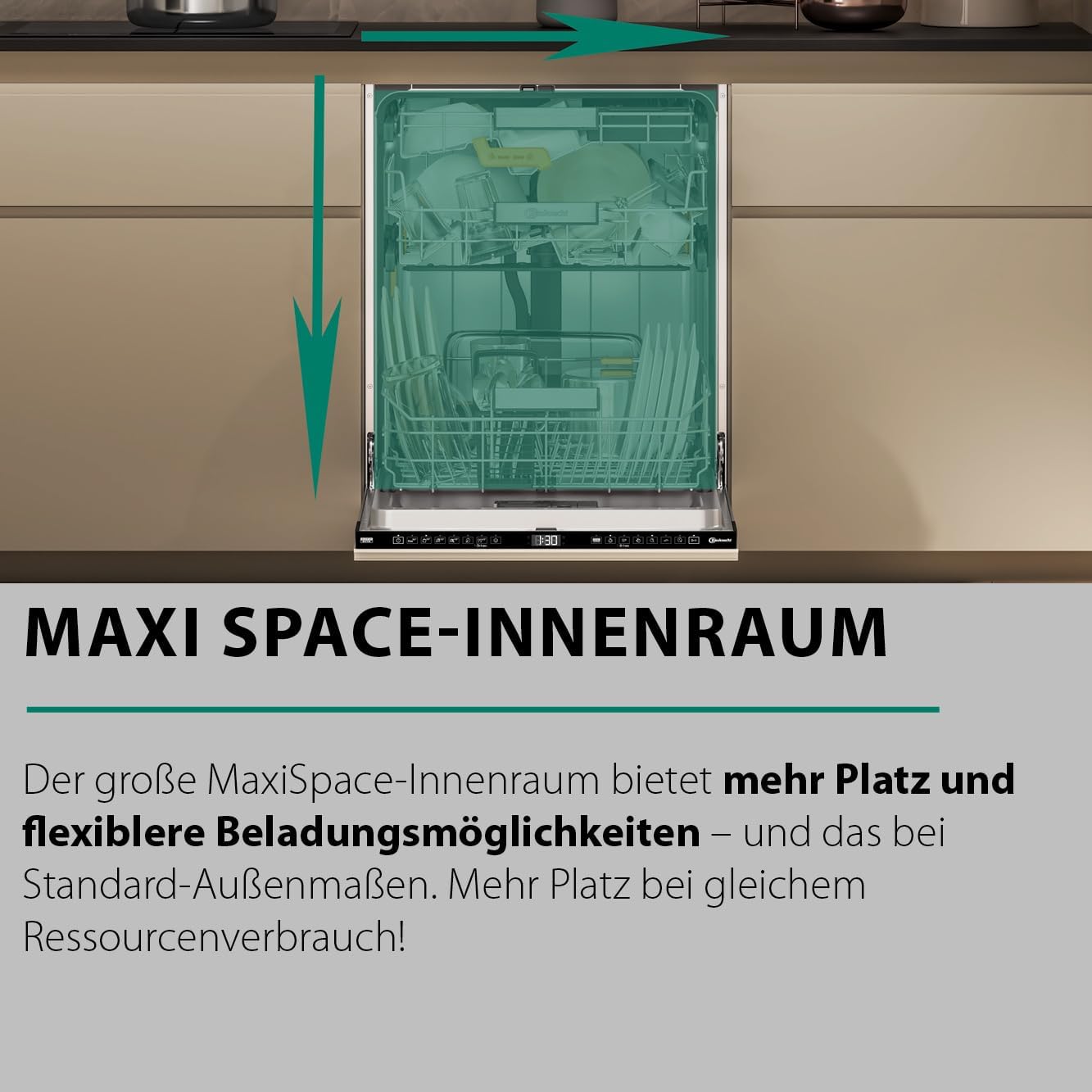 Bauknecht B7F HP43 XA Freistehender Geschirrspüler/ 60 CM/ 15 Maßgedecke/PowerClean Pro-Effektive Hochdruckdüsen/Natural Dry-Automatische Türoffnung-Bessere Trocknung/Maxi Space-Mehr Innenraum