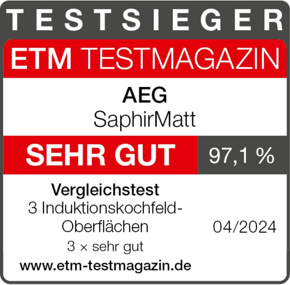 AEG IKE84441XB Autarkes Kochfeld / Herdplatte mit Touchscreen, Topferkennung & Hob²Hood-Funktion / Induktionskochplatte / 4 Kochzonen / Edelstahlrahmen / 80 cm Schwarz