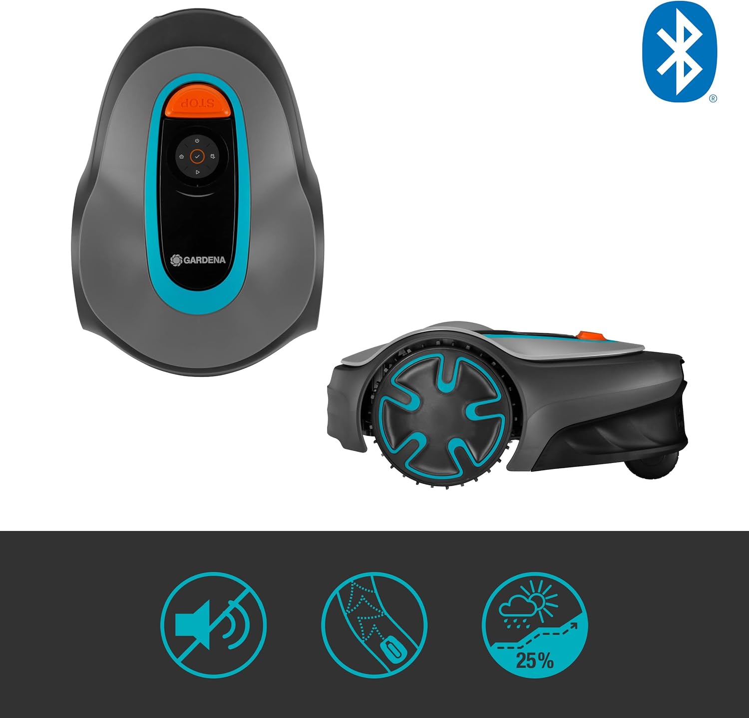 Gardena Mähroboter SILENO minimo 250 m²: intelligenter Rasenmäher mit optimaler Konnektivität, mit Gardena Bluetooth App programmierbar, DE-Version (15201-20)